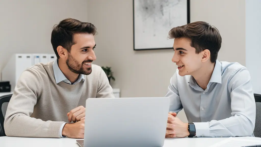 Conseiller en financement immobilier en conversation avec un client dans un bureau moderne